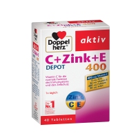 德国直邮 德国双心牌Doppelherz维生素C+E+锌缓释片 消除黑色素美白保湿抗氧化延缓衰老 40粒装